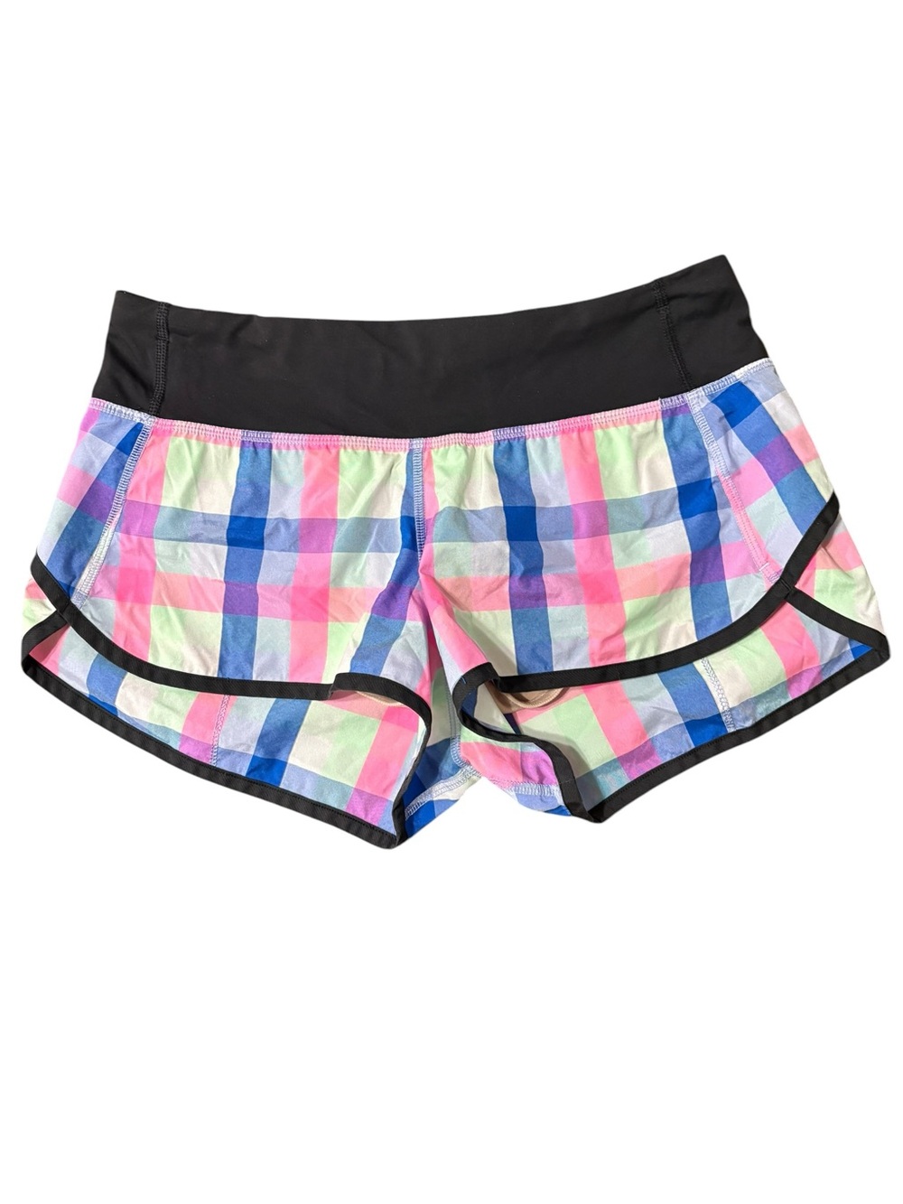 Lululemon Speed Short 2-Way Stretch Pop Plaid Reflective Multi Black Size 4